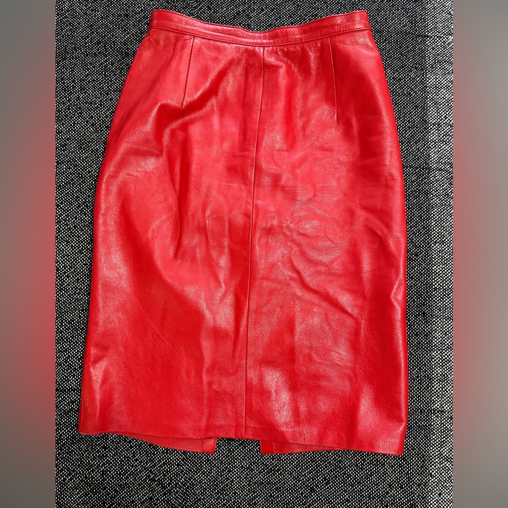 Red vintage leather skirt